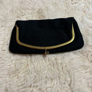 Vintage Mel-Ton Sleek Black and Gold Clutch for Evening Wear